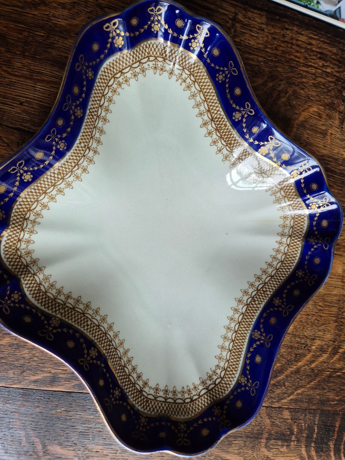 Wedgwood & Co. Ltd. England schaal, blauw/goud, 22x26cm, Ophalen of Verzenden