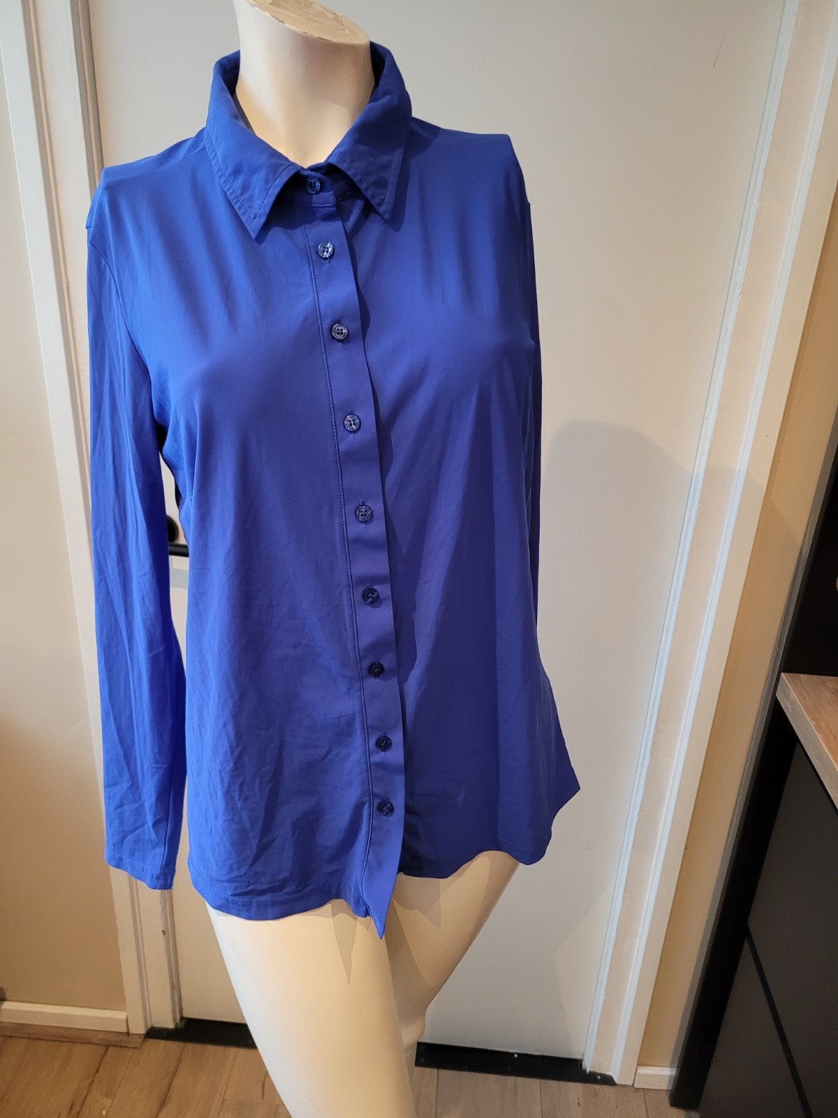 Zgan mooie blauwe Studio Anneloes travelstof blouse maat M, Maat 38/40 (M), Studio Anneloes, Blauw, Ophalen of Verzenden