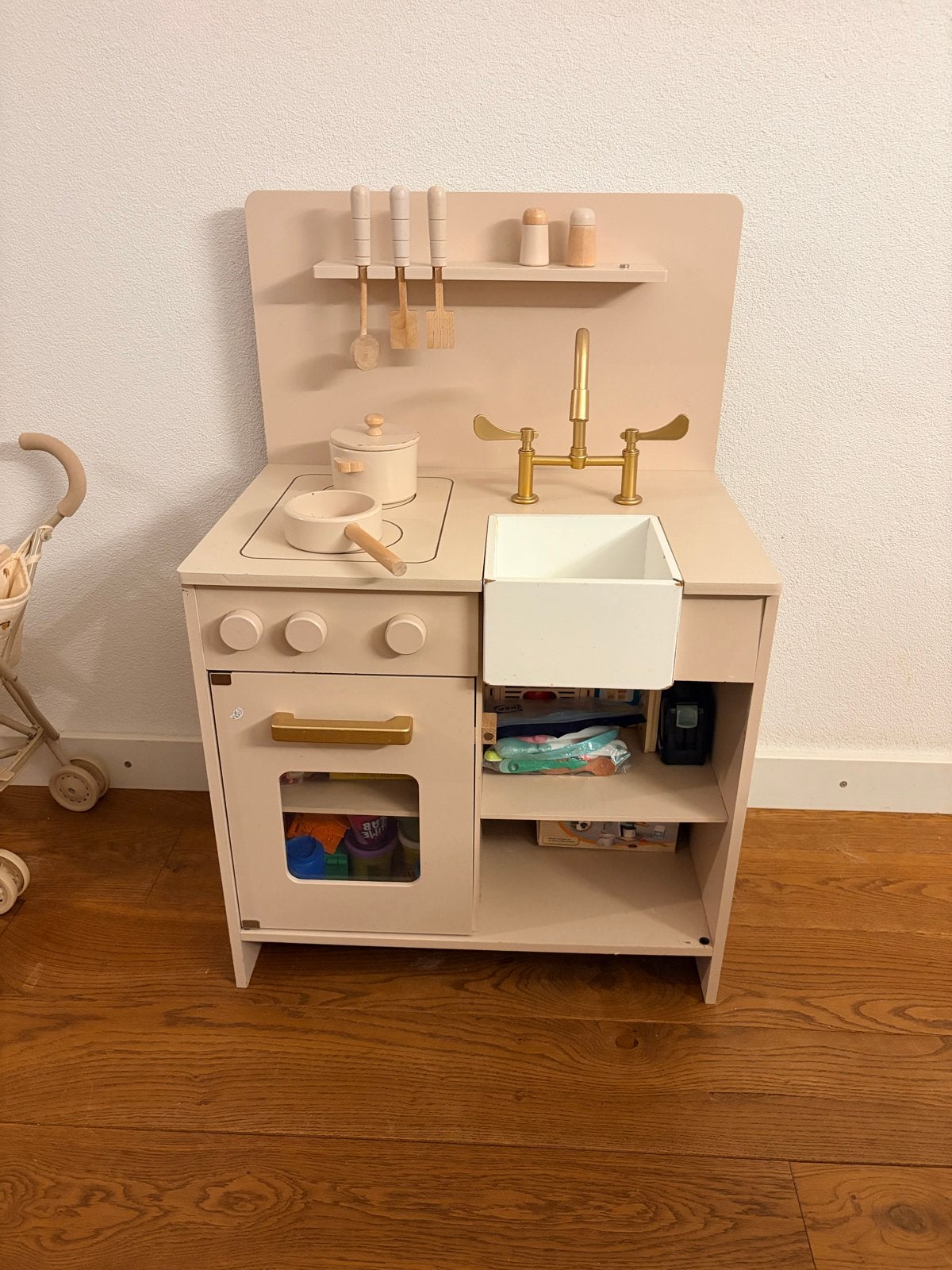 Houten kinderkeuken met accessoires, Kinderen en Baby's, Ophalen, Gebruikt, Hout, Speelkeuken