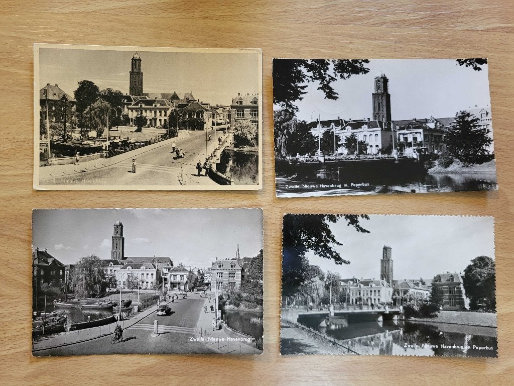 ansicht ZWOLLE havenbrug peperbus (4x), Verzenden, Voor 1920, Overijssel