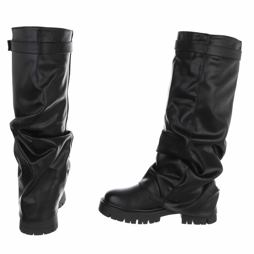 Stoere laarzen - City Chic Slouch Boots MAAT 39 t/m 41, Hoge laarzen, ., Zwart, Nieuw