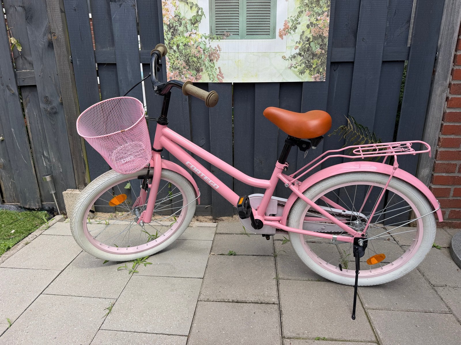 Roze Cortego kinderfiets 20 inch met mandje en bagagedrager, Ophalen, Gebruikt, Velgrem, 16 tot 20 inch