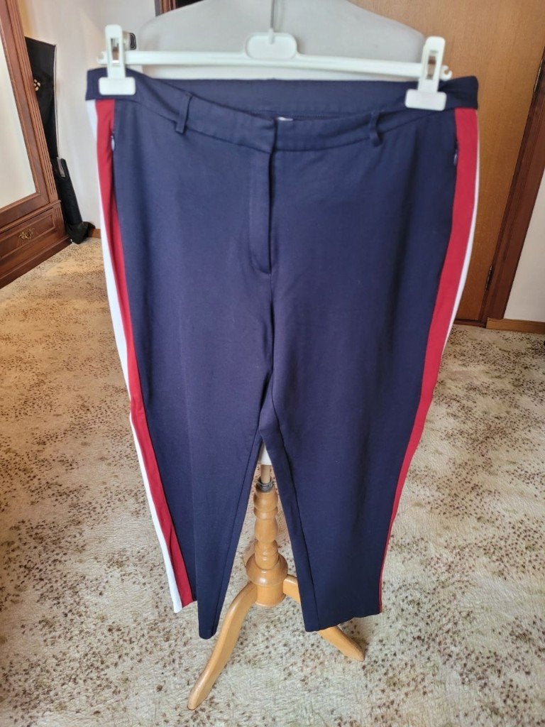 Esprit blauwe broek met zijstreep 44, Blauw, Maat 42/44 (L), Ophalen of Verzenden, Zo goed als nieuw
