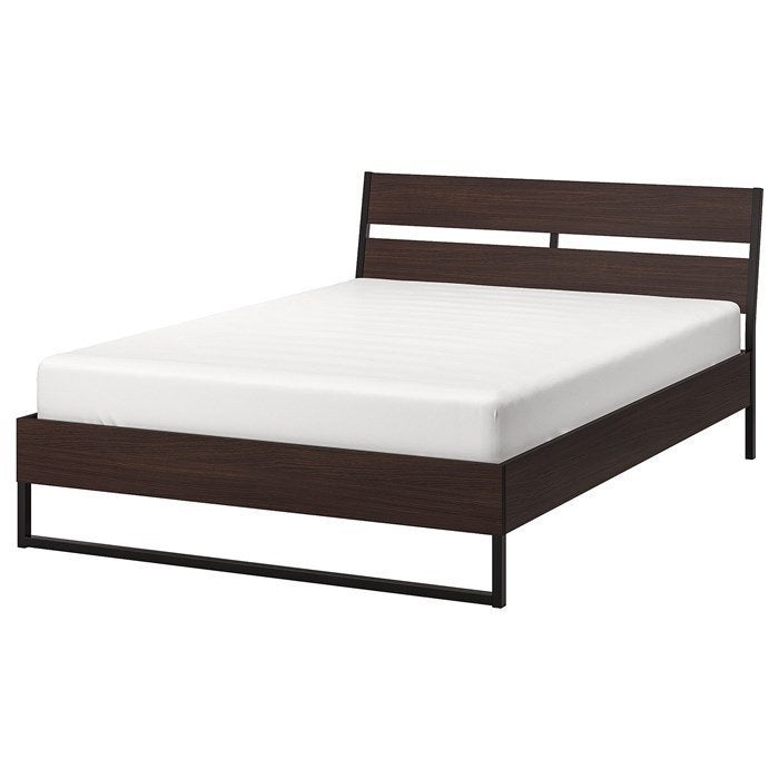 Bed - IKEA TRYSIL - dark brown - black metal - 140 x 200, Huis en Inrichting, Ophalen, Gebruikt, Bruin, 140 cm