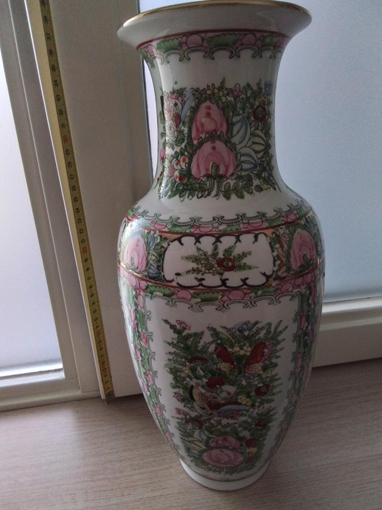Grote Chinese vaas met bloemen en vogels, Ophalen