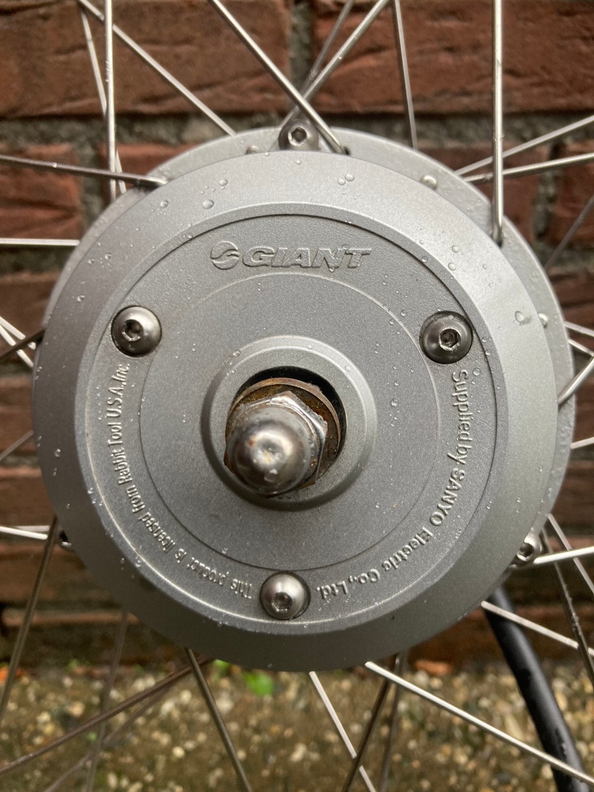 Giant sanyo voorwiel motor bmf017972, Gebruikt, Aluminium, Ophalen, Elektrische fiets