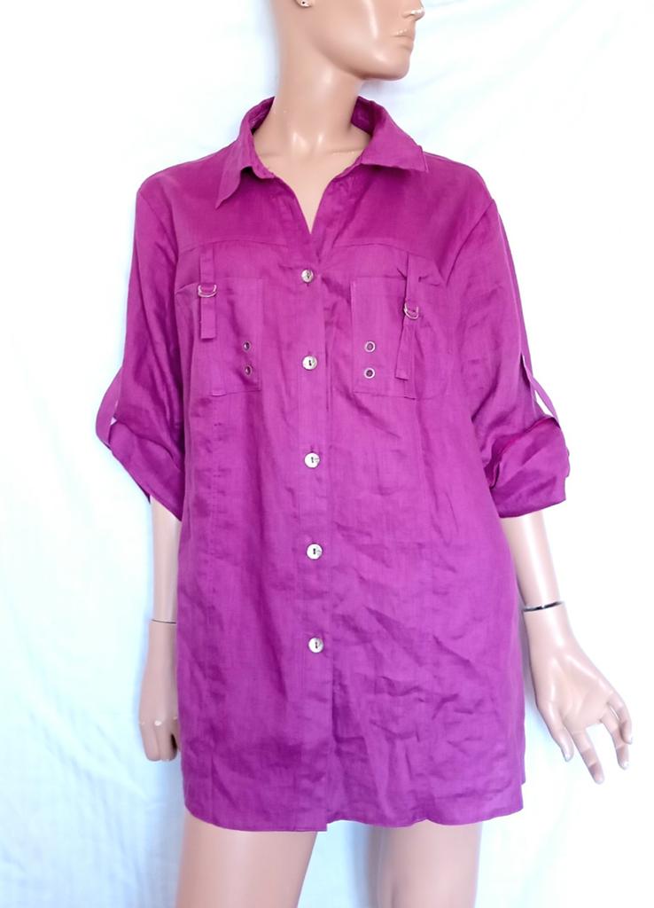 GIGI MADELLE Oversized Linnen Blouse , Maat 46, Ophalen of Verzenden, Zo goed als nieuw, Maat 46/48 (XL) of groter, Paars