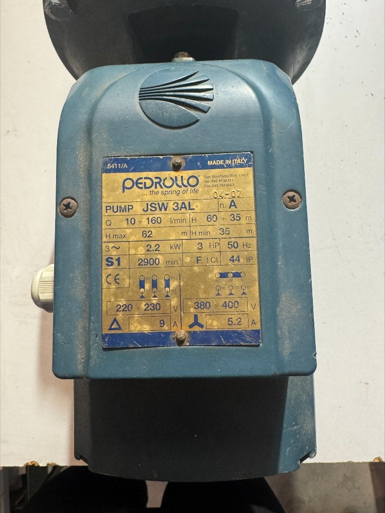Pedrollo JSW 3AL zelfaanzuigende centrifugaalpomp., Pedrollo, Ophalen of Verzenden, Zo goed als nieuw, Nvt