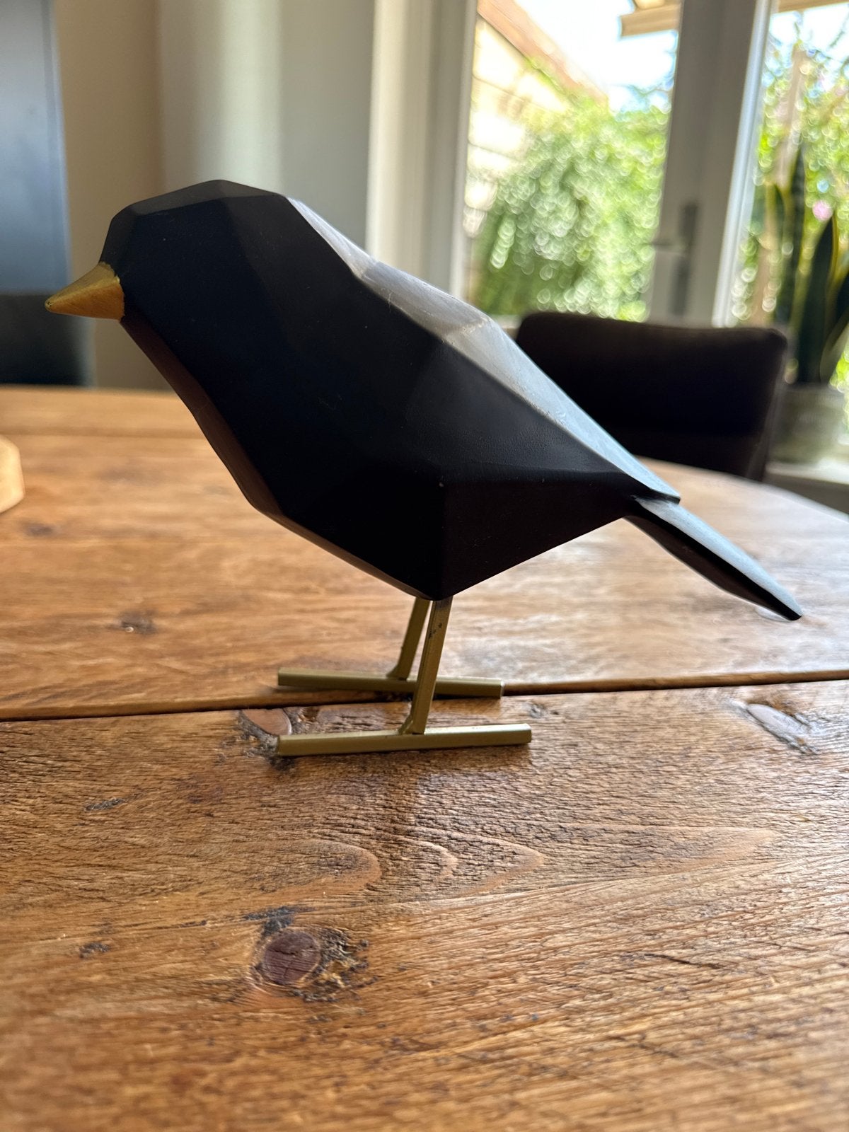 Decoratieve vogel, zwart met goud, geometrisch design, Zwart, Kunststof, Ophalen of Verzenden, Zo goed als nieuw