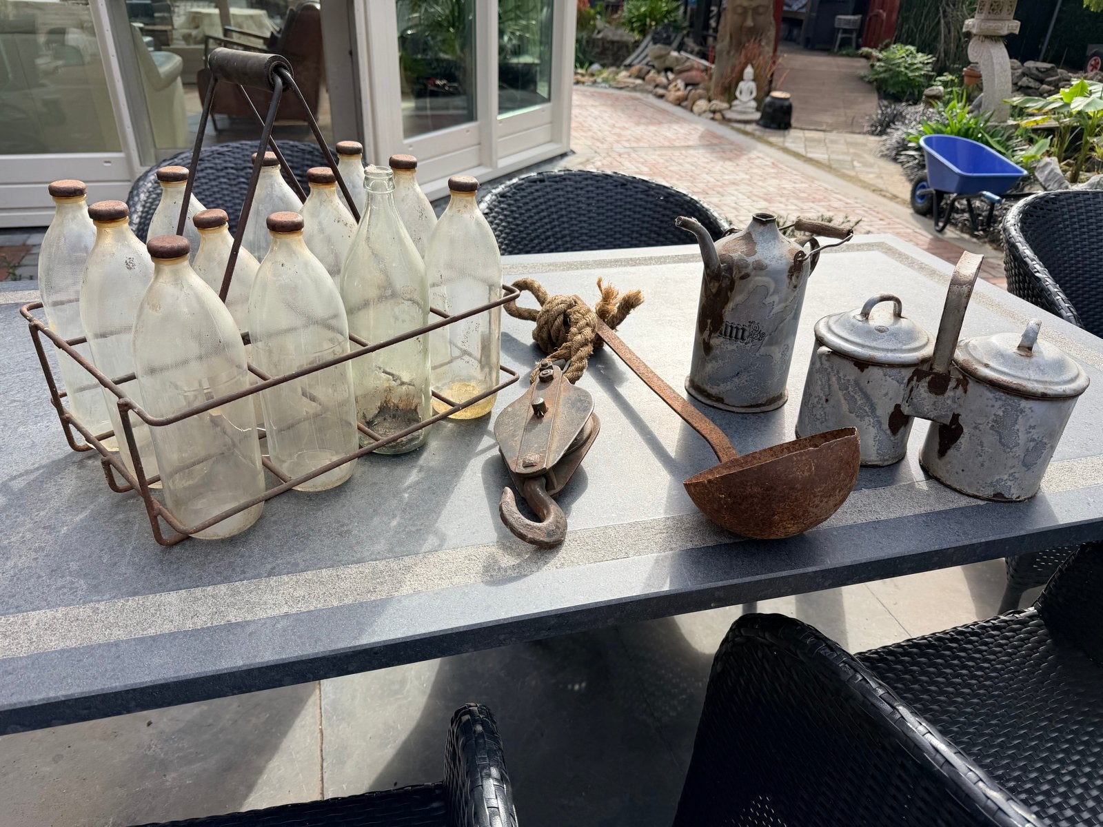 Vintage set: flessenrek, soeplepel en meer, Ophalen of Verzenden