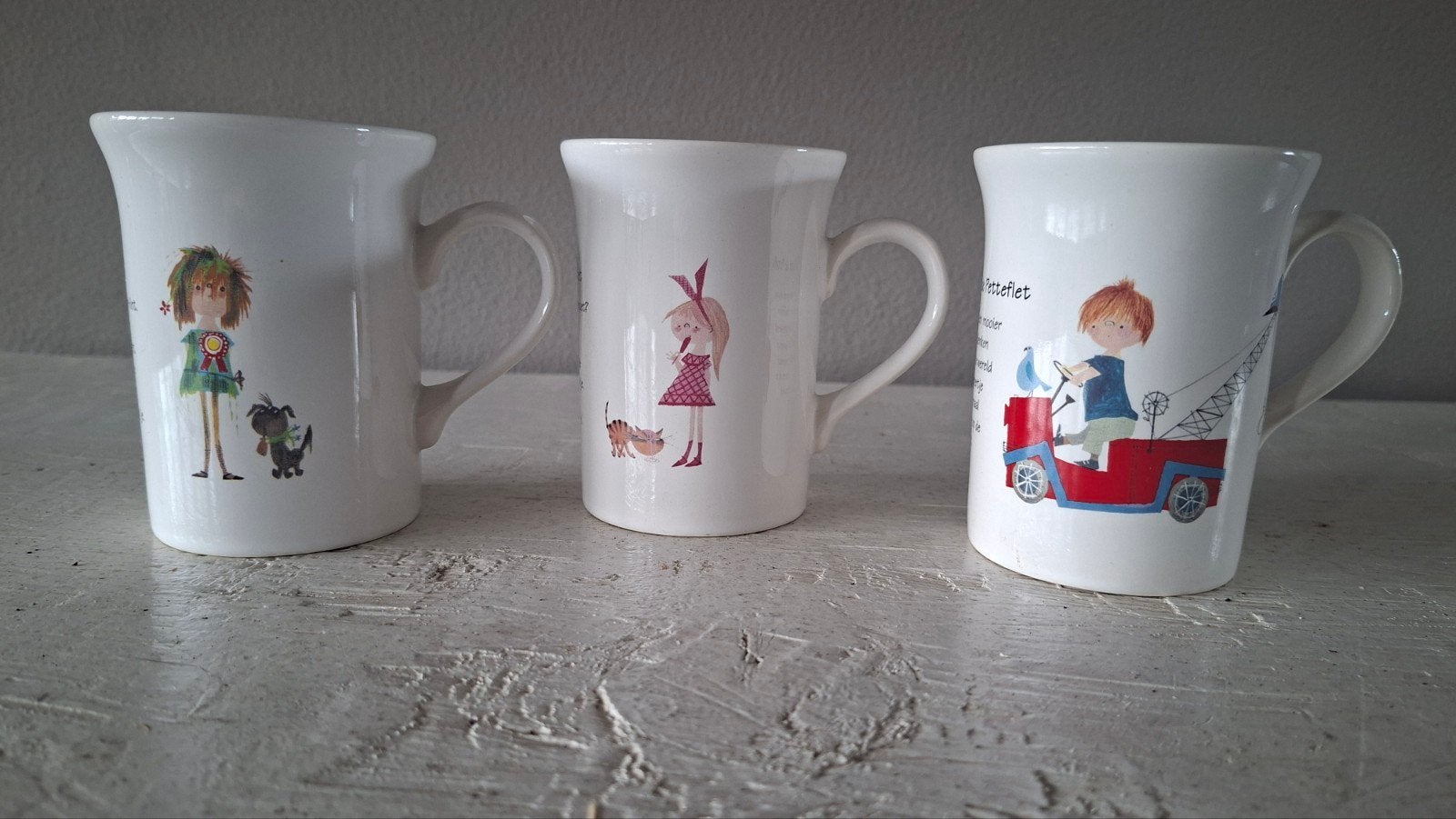 3 Vintage Douwe Egberts Mokken Pluk van de Petteflat, Ophalen of Verzenden, Overige stijlen, Kop(pen) en/of Schotel(s)