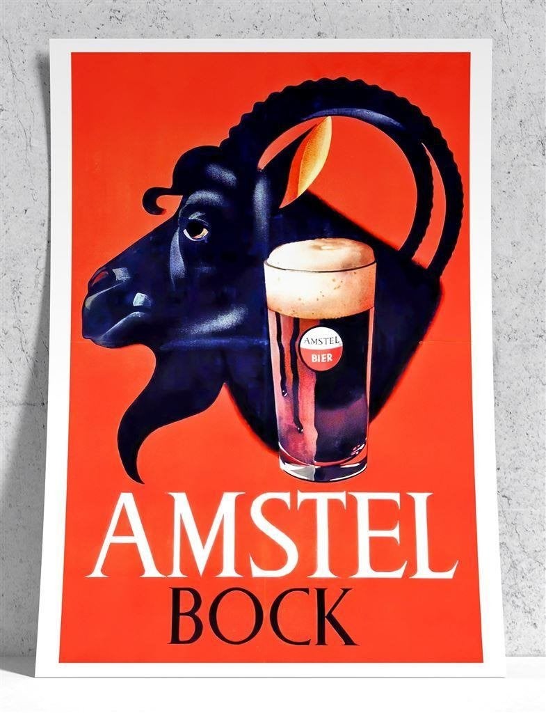 Amstel BOKBIER Bar Cafe Bier Affiche Poster, Verzenden, Nieuw, Reclamebord, Plaat of Schild, Amstel