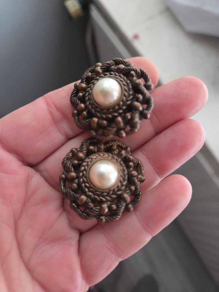 Vintage Oorbellen met Parelmoer Look, Ophalen of Verzenden, Gebruikt, Overige materialen