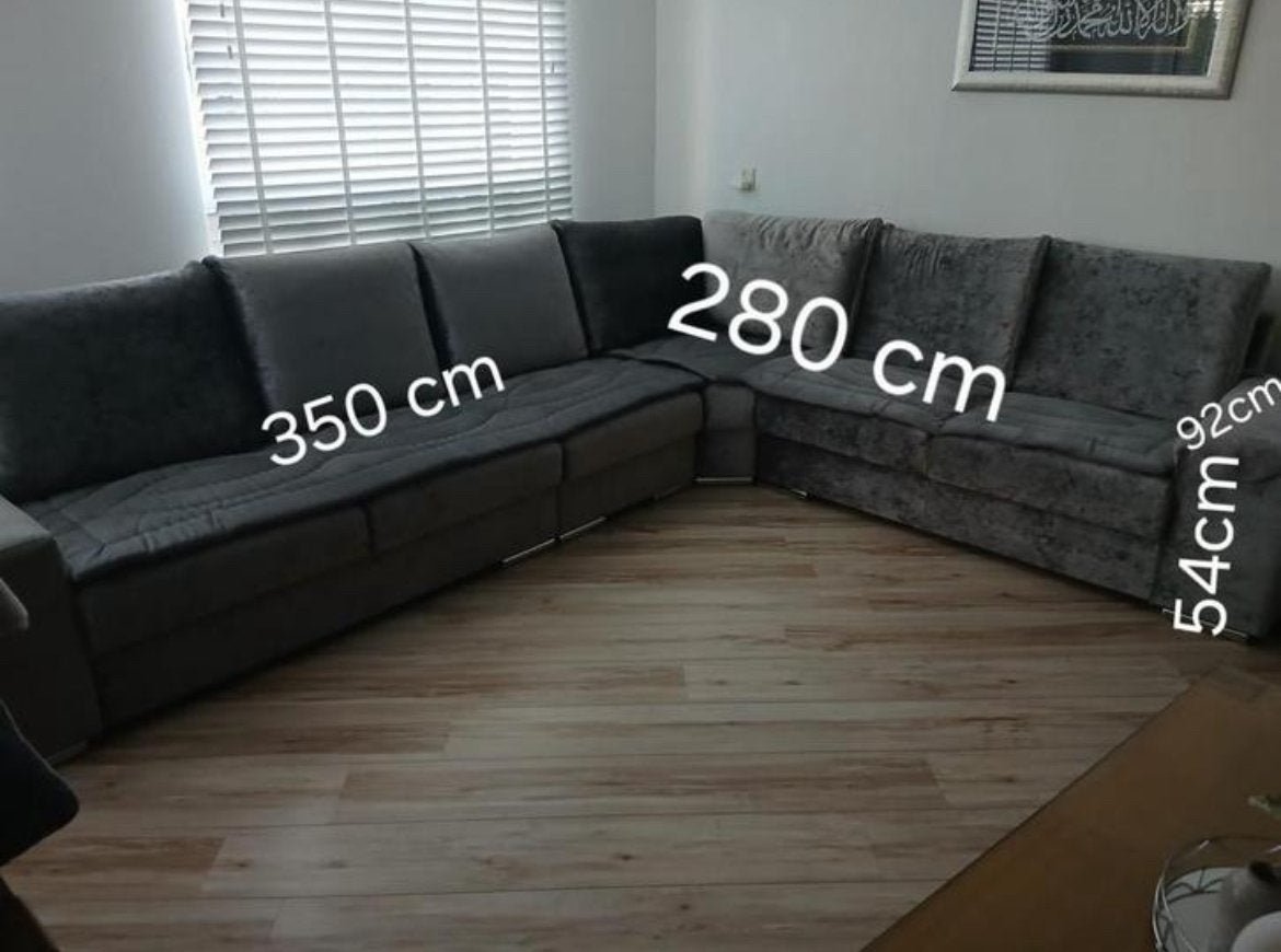 Grote hoekbank grijs - 350x280 cm, Ophalen, Gebruikt, Stof