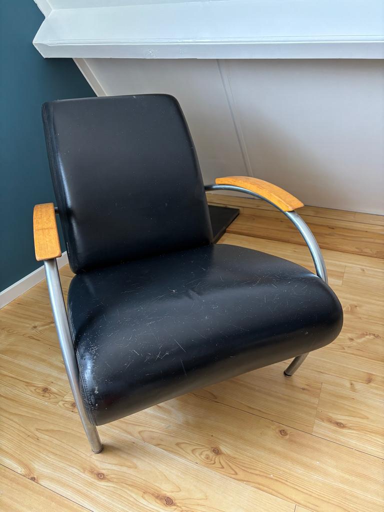 Gelderland 5470 Jan de Bouvrie stoel, Ophalen, Gebruikt, 50 tot 75 cm, Leer