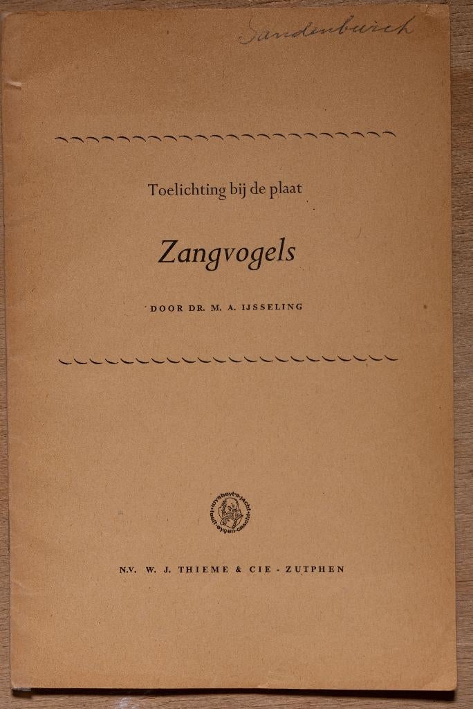 schoolplaat  boekje – Zangvogels     , Antiek en Kunst, Ophalen of Verzenden, Natuur en Biologie