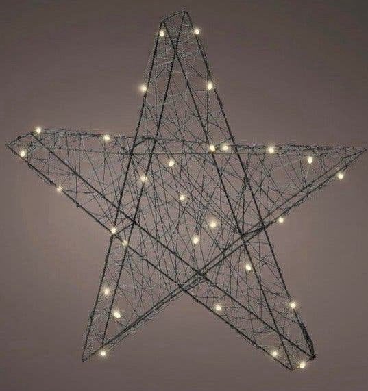 Kerstster 3D met 30 LED en timer, 30cm, zwart (2x), nieuw, Ophalen of Verzenden, Nieuw