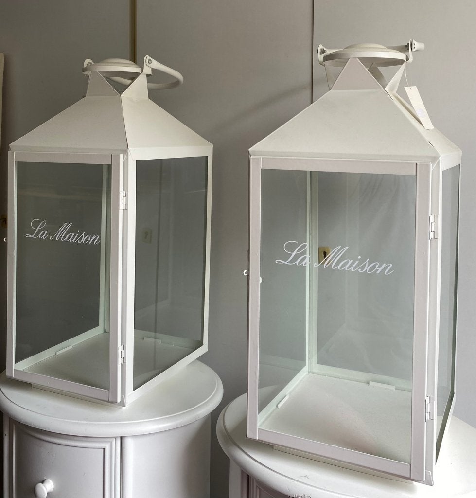 2 x lantaarn metaal wit, Huis en Inrichting, Woonaccessoires | Kandelaars en Kaarsen, Lantaarn, Wit, Nieuw, Ophalen of Verzenden