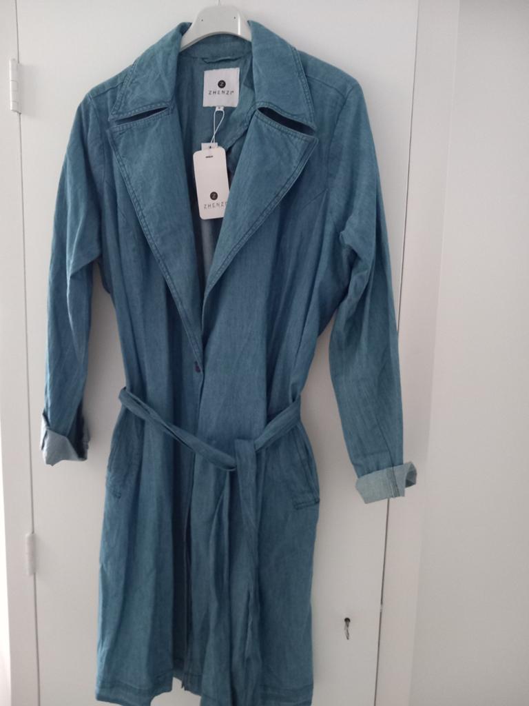 Nieuw! ZHENZI blauwe spijker jas, mt S , lange mouw, Zhenzi, Blauw, Nieuw, Ophalen of Verzenden