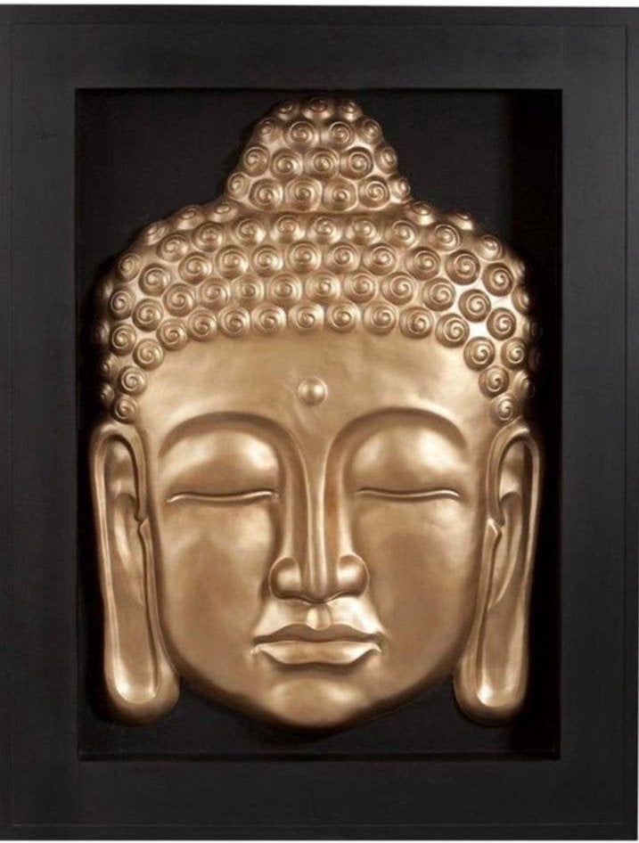 Gouden Boeddha Hoofd Wanddecoratie 140x180cm, Ophalen, Met reliëf, Nieuw, Goud