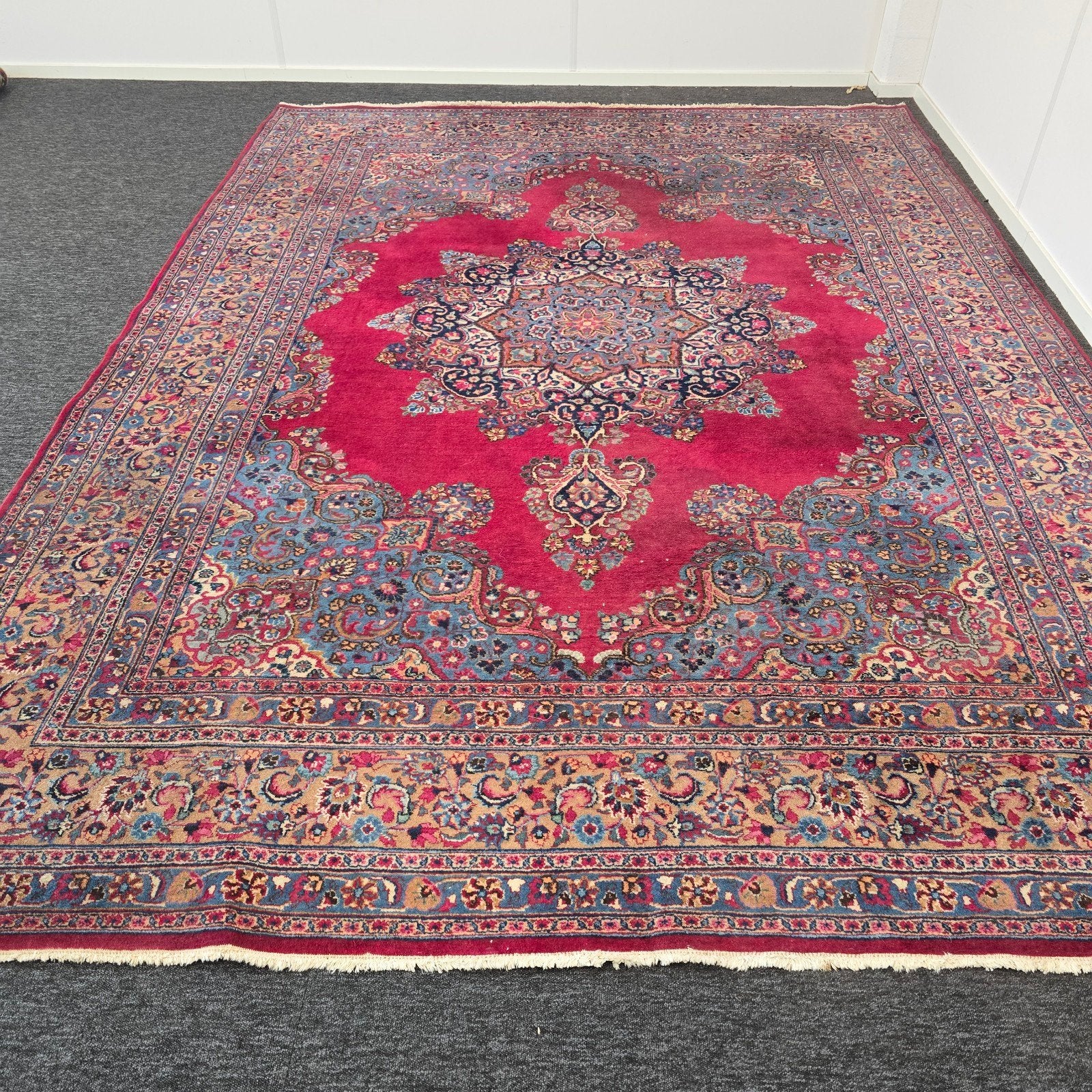 Groot Perzisch tapijt mashad 350x250 wollen vloerkleed iran, Crème, 200 cm of meer, Ophalen of Verzenden, Zo goed als nieuw
