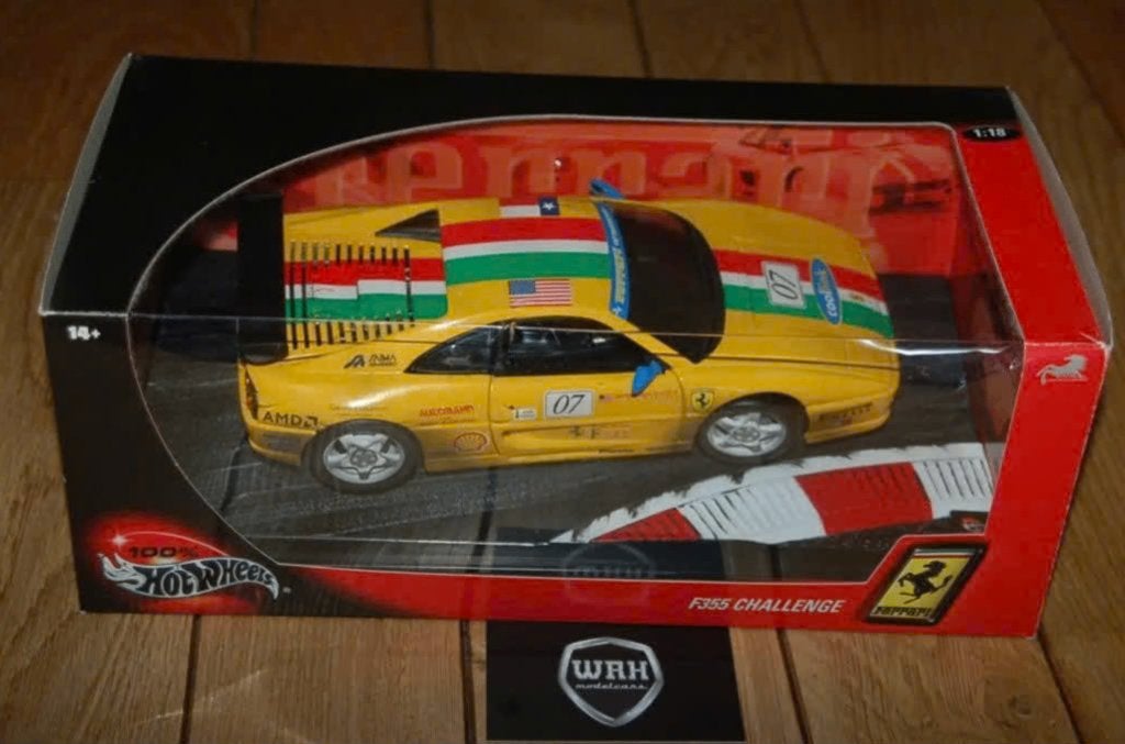 1:18 FERRARI F355 CHALLENGE after race Hotwheels in box WRH, Verzenden, Zo goed als nieuw, Auto, Hot Wheels