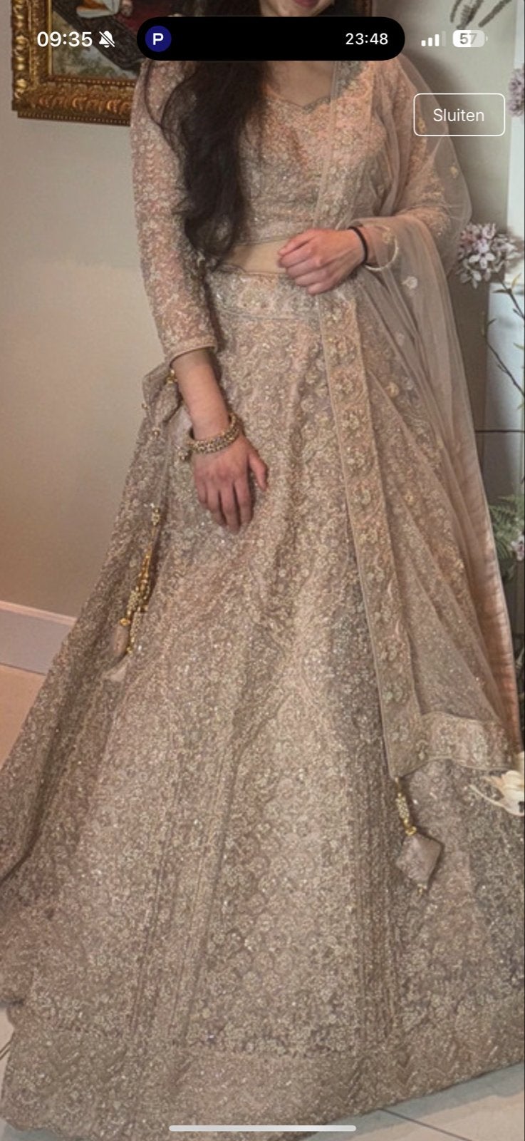 Lehenga Verlovingsfeest  Maat m- Zo goed als nieuw, Maat 38/40 (M), Overige typen, Ophalen of Verzenden, Zo goed als nieuw
