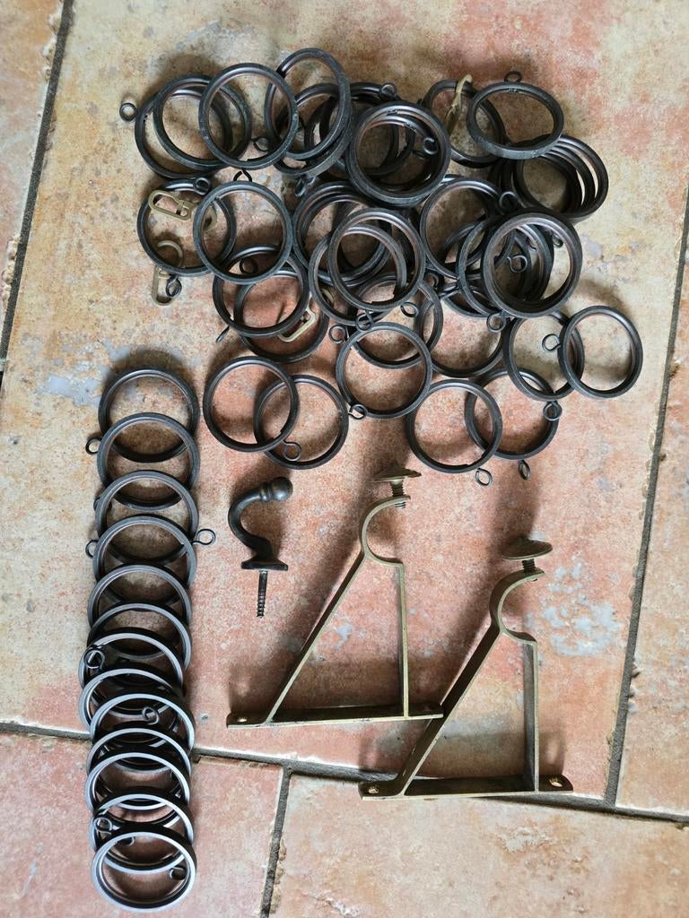 Bronzen onderdelen gordijnroede set, Ophalen of Verzenden, Gebruikt, Bruin