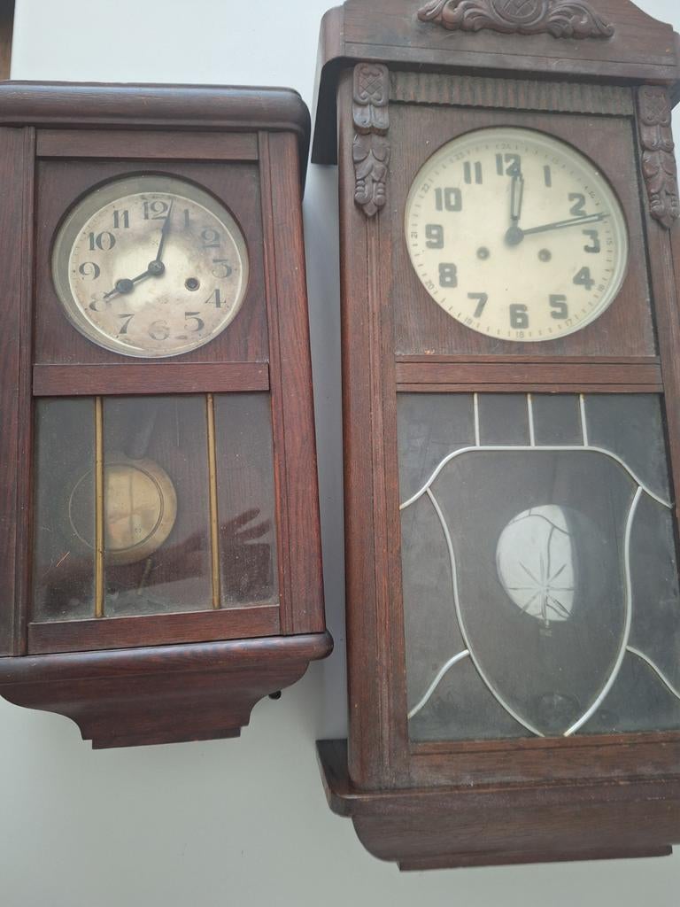 Twee Antieke Houten Wandklokken, Antiek en Kunst, Antiek | Klokken, Ophalen