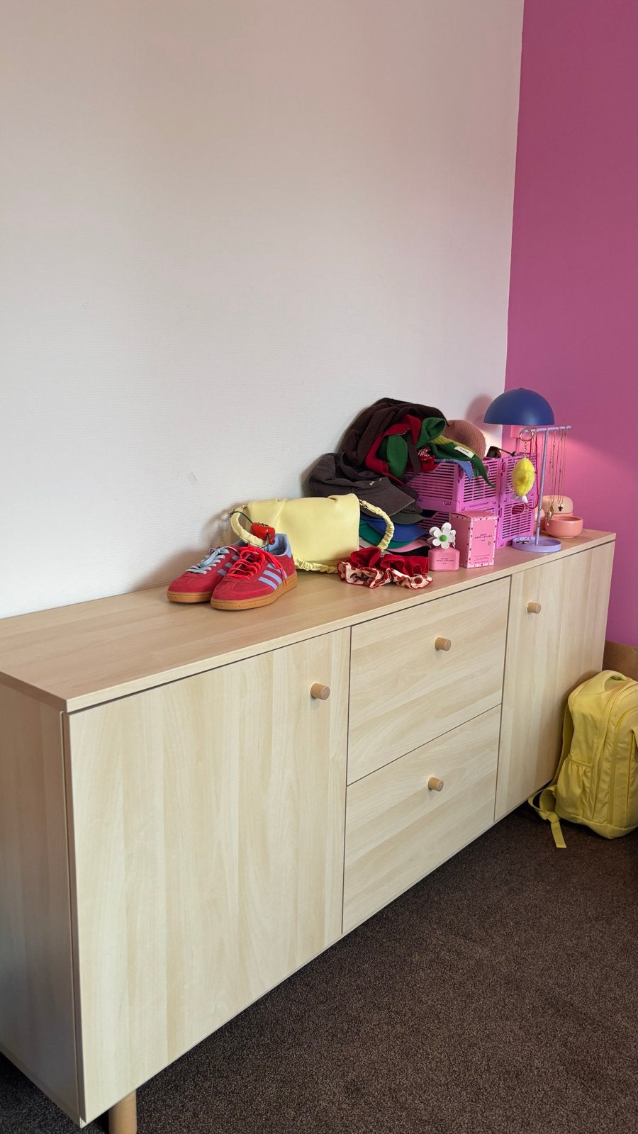 IKEA ERSNÄS Buffetkast, berkenpatroon, 180x79 cm, Huis en Inrichting, Ophalen, 150 tot 200 cm, Zo goed als nieuw, Met lade(s)