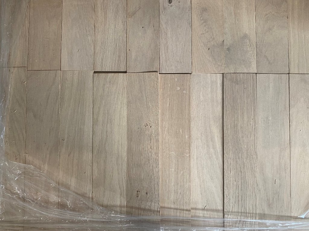 Restpartij eiken visgraat (onbehandeld) 13,5 m2, Ophalen, Gebruikt, 10 tot 25 m², Parket