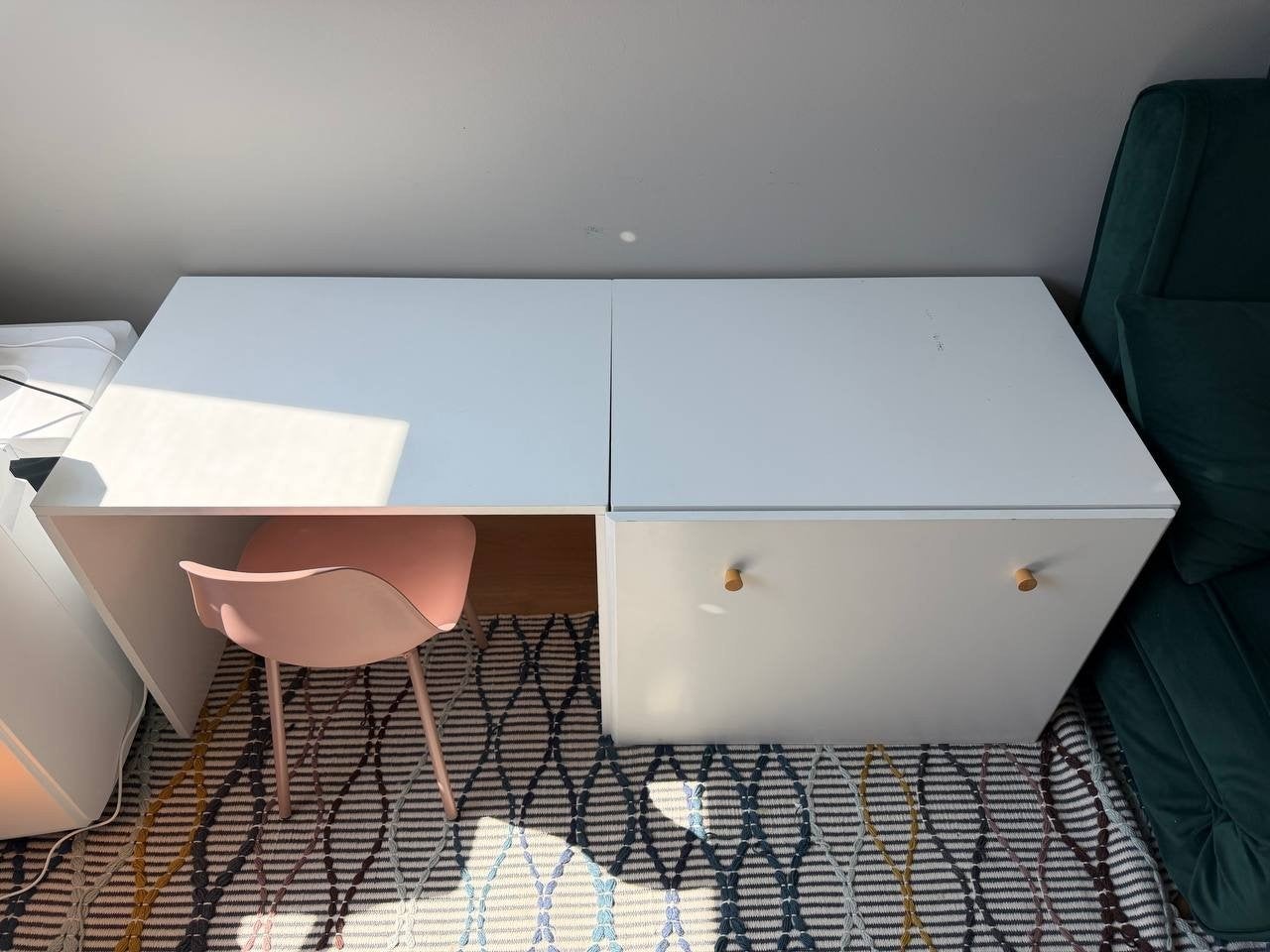 Petit Amelie bureau, ladeblok en Kwantum stoel set, Ophalen, Gebruikt, Kinderbureau, Overige merken