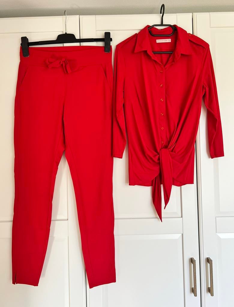 Studio anneloes knot blouse L & upstairs broek M rood, Maat 42/44 (L), Ophalen of Verzenden, Zo goed als nieuw, X