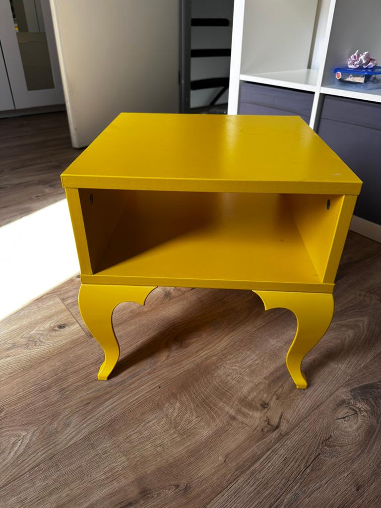 Nachtkastje/bijzettafeltje geel, Ophalen, Gebruikt, Minder dan 45 cm, Minder dan 55 cm