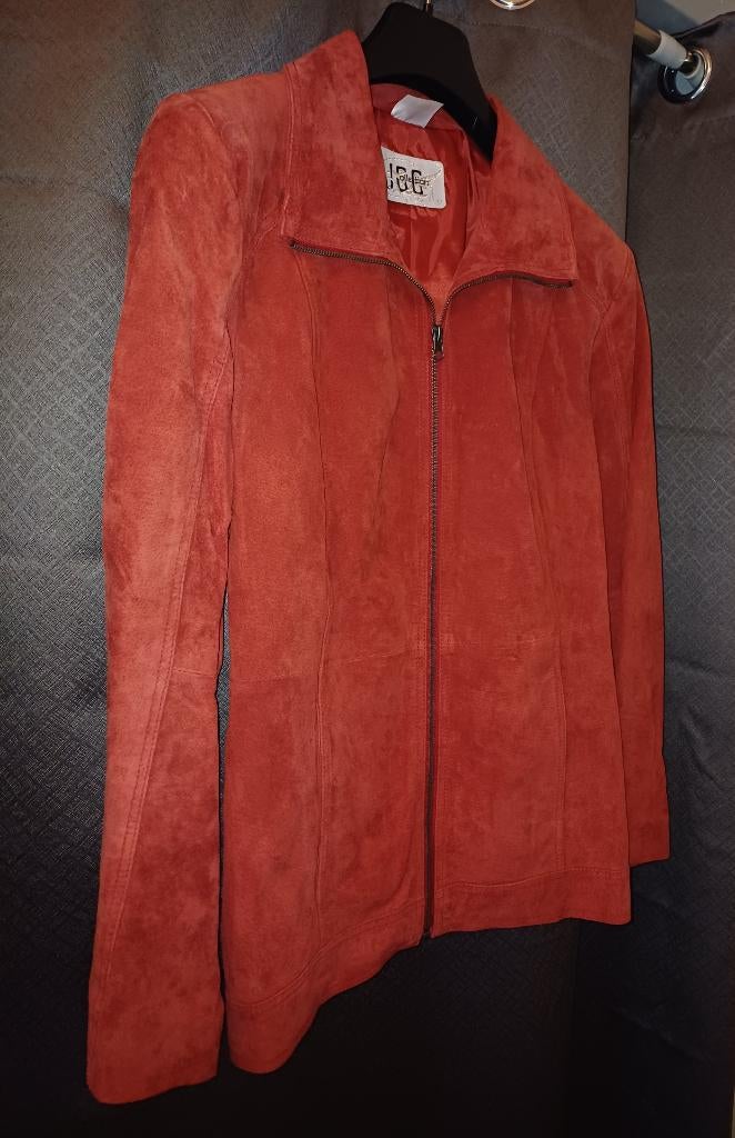 Vintage Leren dames Jas bordeaux rood mt 40, Ophalen of Verzenden, Gedragen, Maat 38/40 (M), Rood