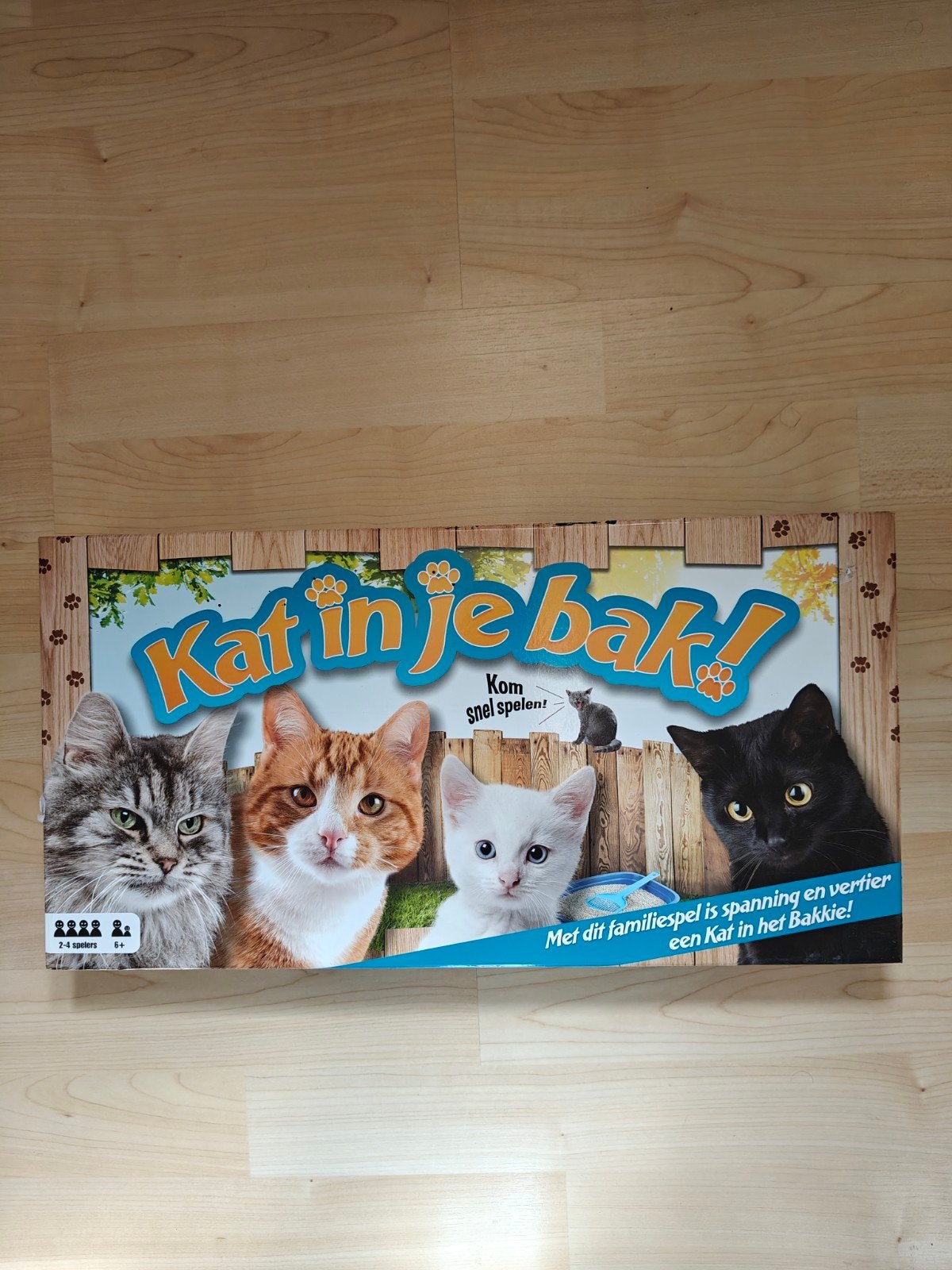 Kat in je bak! familiespel - Leuk bordspel voor kinderen, Hobby en Vrije tijd, Drie of vier spelers, Ophalen of Verzenden, Gebruikt