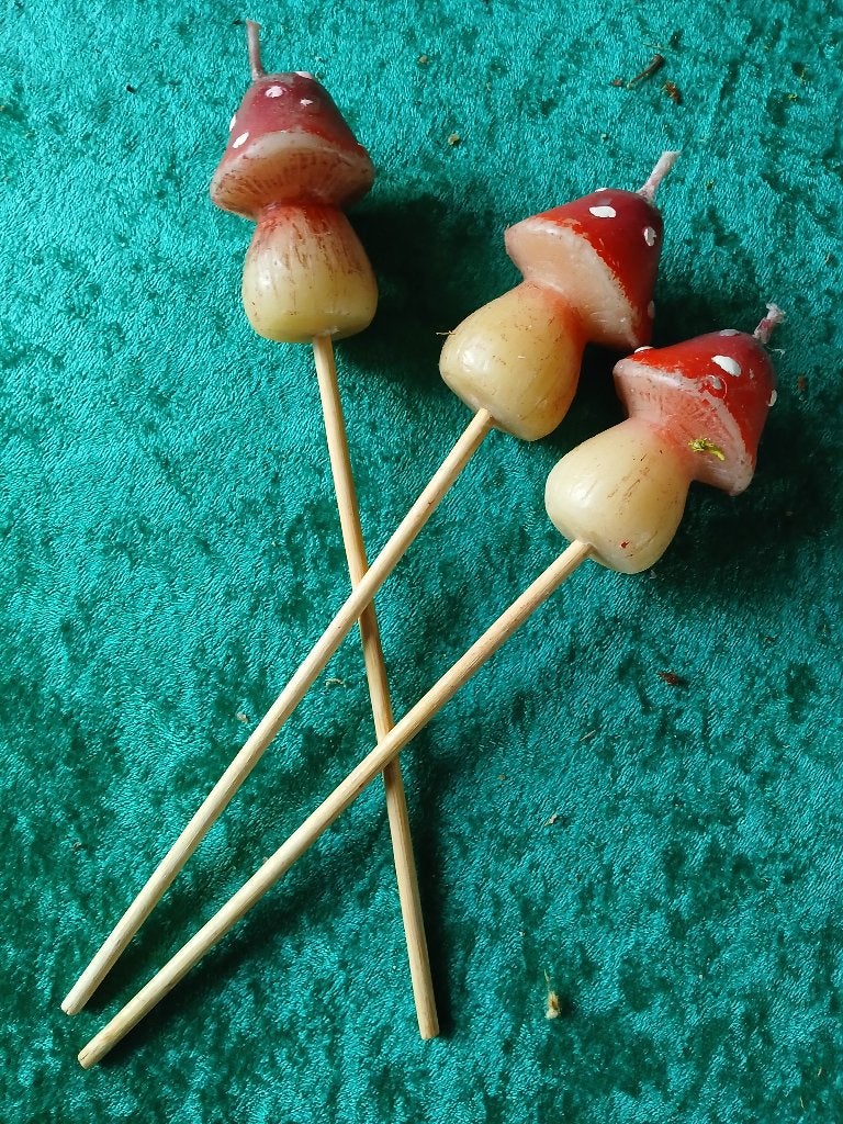 3 paddenstoelkaarsjes op stok, Ophalen of Verzenden, Nieuw