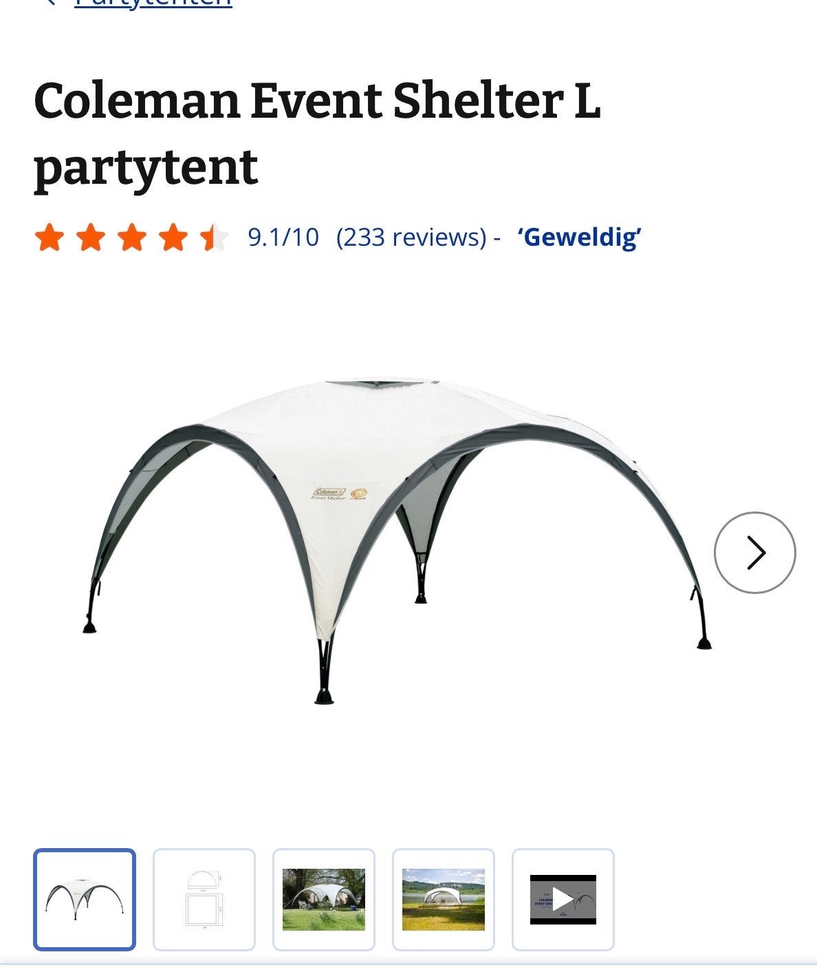 Coleman Event Shelter L partytent met 3 zijwanden, Ophalen, Gebruikt, Partytent, Minder dan 5 meter
