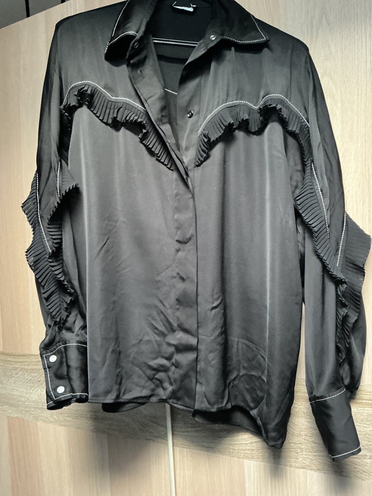 Sandro Paris zwarte damesblouse mt 2, nieuw met unieke detai, Ophalen of Verzenden, Nieuw, Maat 38/40 (M), Zwart