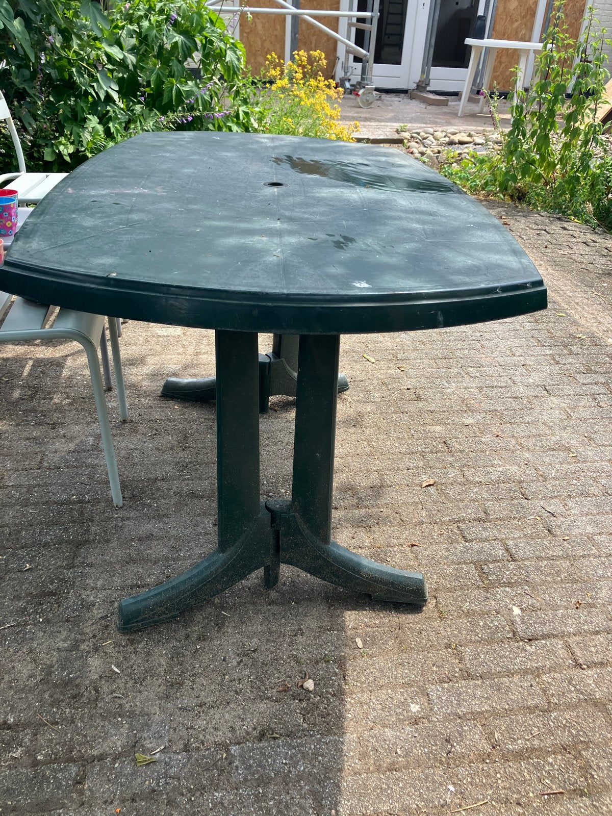 Tuinset: Kunststof tafel en 6 stoelen - Gebruikt, Ophalen, Gebruikt, Rechthoekig, Kunststof