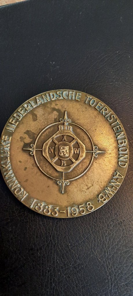 Penning 75 jr Koninklijke Nederlandse Toeristenbond ANWB., Ophalen of Verzenden, Brons, Nederland