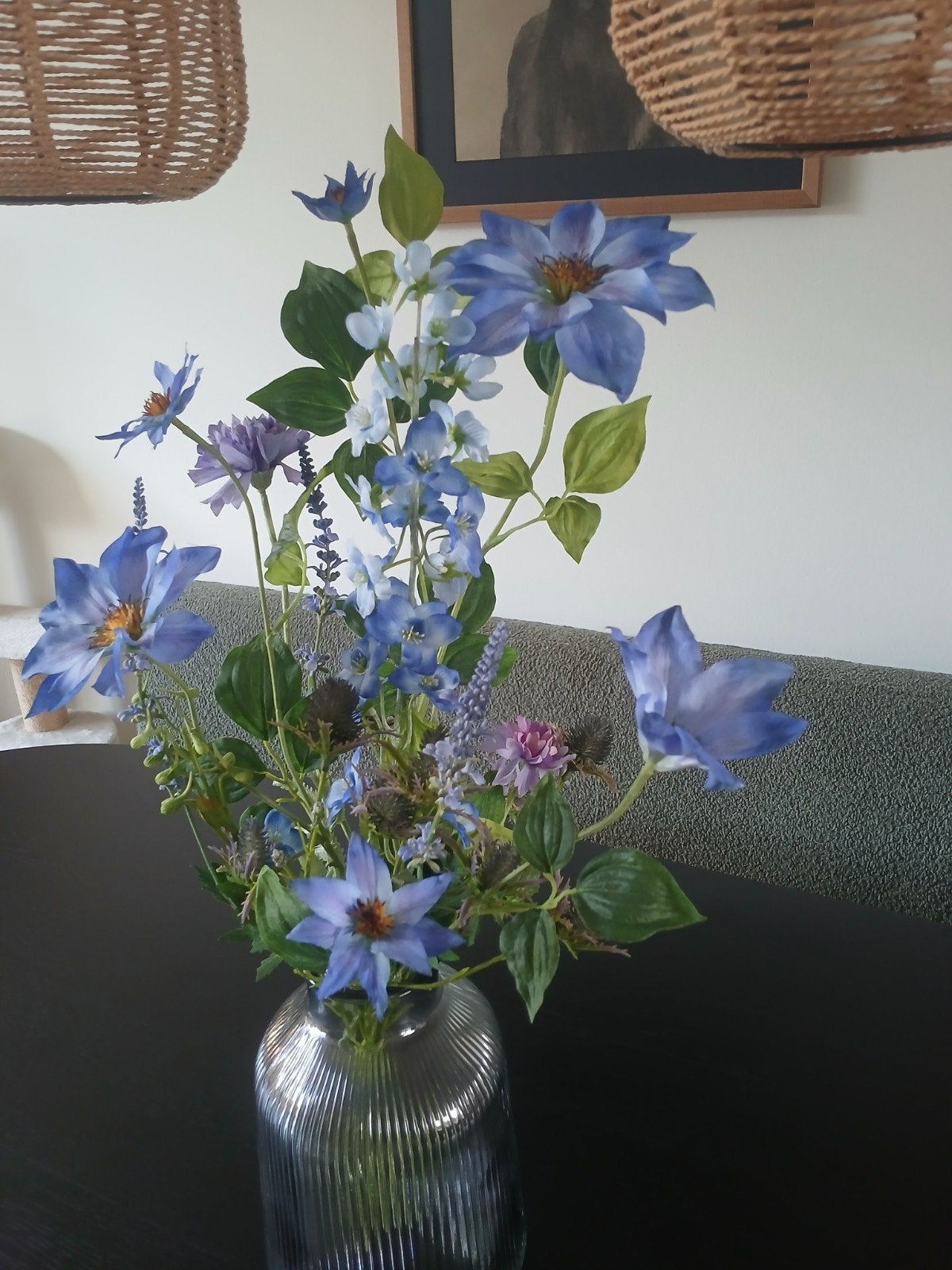 Kunstboeket, Huis en Inrichting, Ophalen of Verzenden, Zo goed als nieuw, Boeket, Blauw