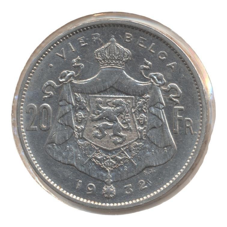 België 20 Frank 1932, Postzegels en Munten, Ophalen of Verzenden, Overig, Losse munt
