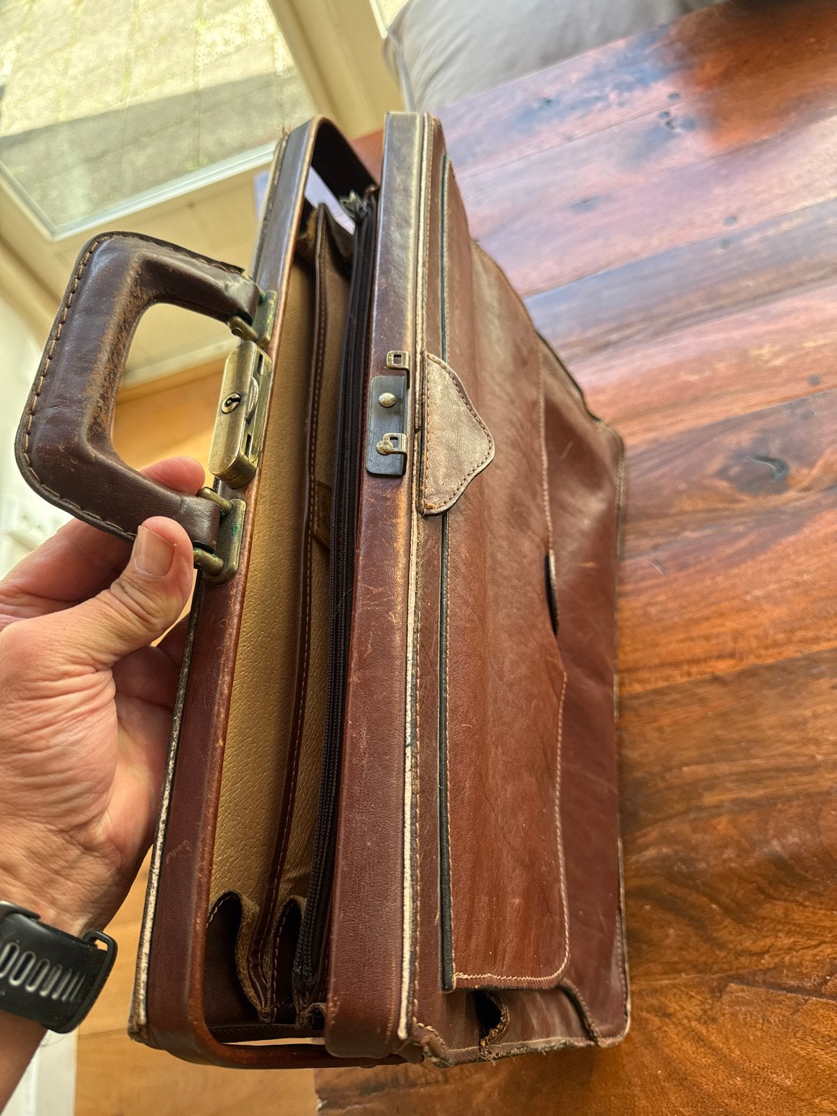 Vintage Leren Aktetas - Texier, Made in France, Ophalen of Verzenden