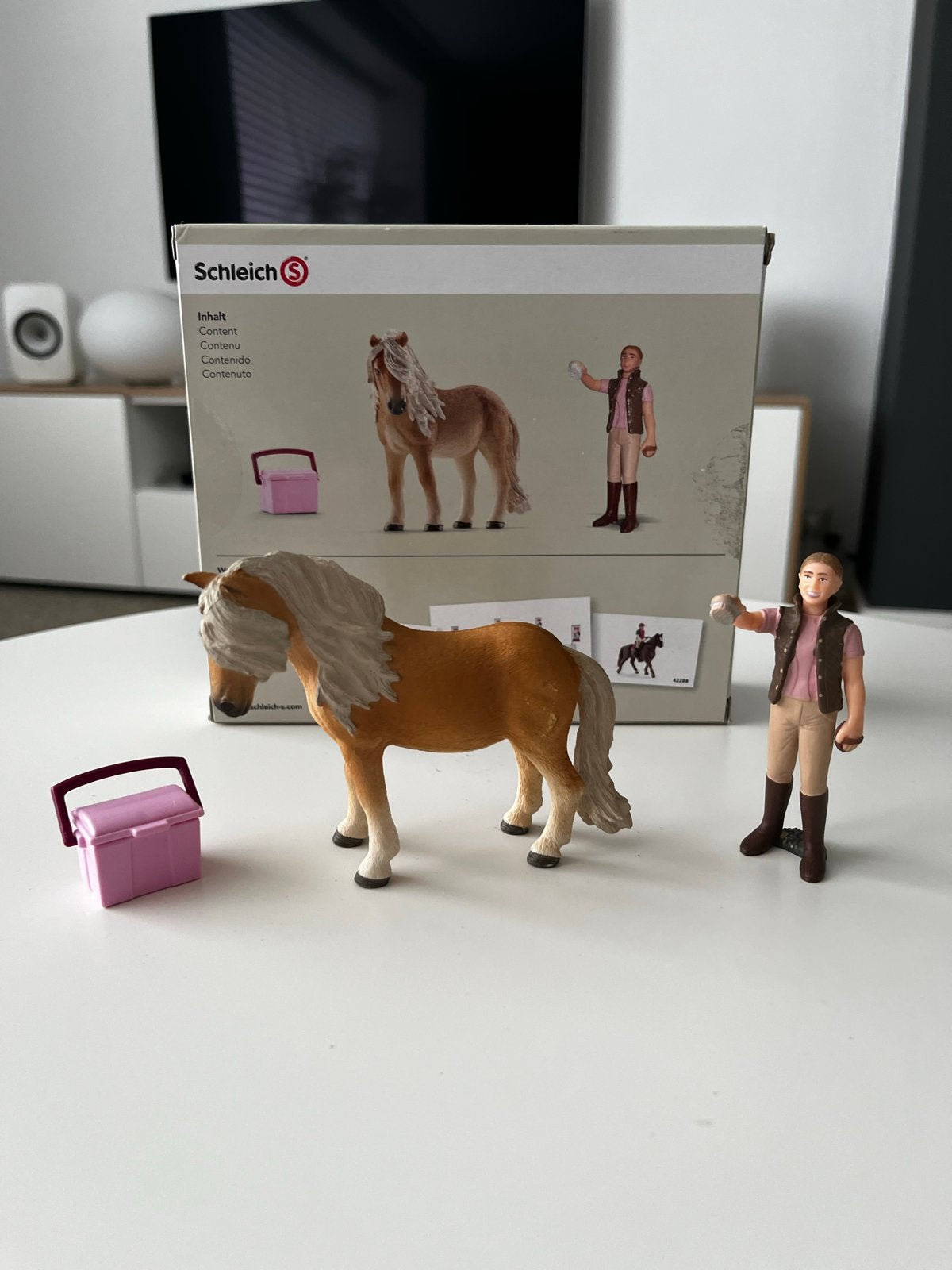Schleich paardenset met Haflinger merrie en ruiter, Ophalen of Verzenden, Gebruikt