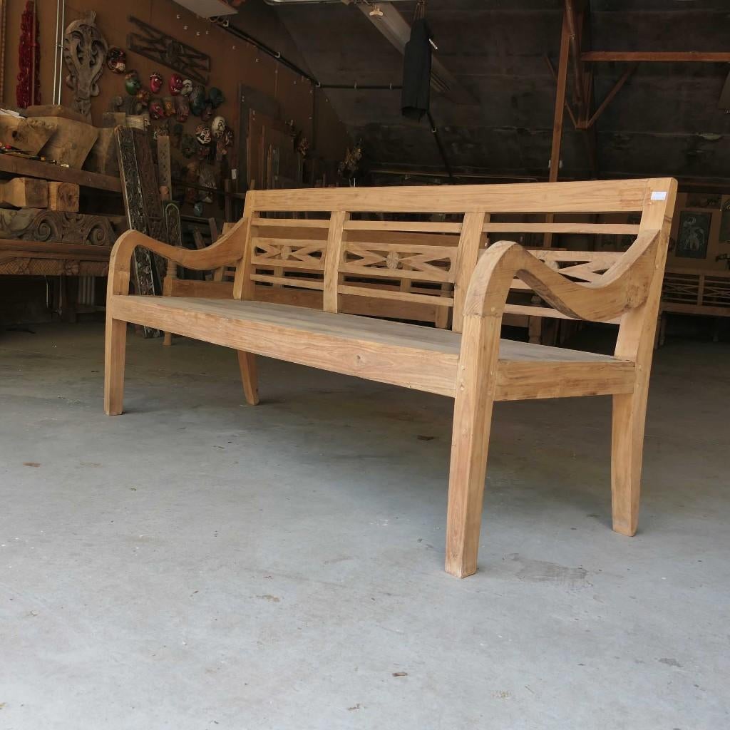 Stationsbank landelijk teak hout tuinbank Ibiza bank RQ18, Ophalen of Verzenden