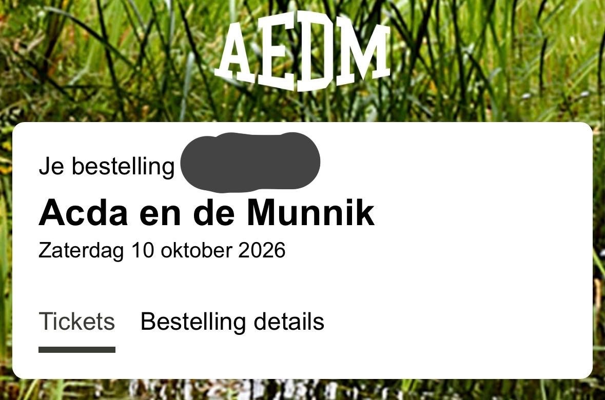 Twee tickets Acda en de Munnik 10 oktober