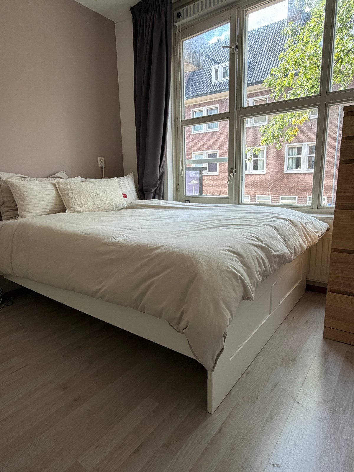 IKEA BRIMNES bedframe wit 140x200 cm (zonder lades), Huis en Inrichting, Ophalen, Gebruikt, Wit, Tweepersoons