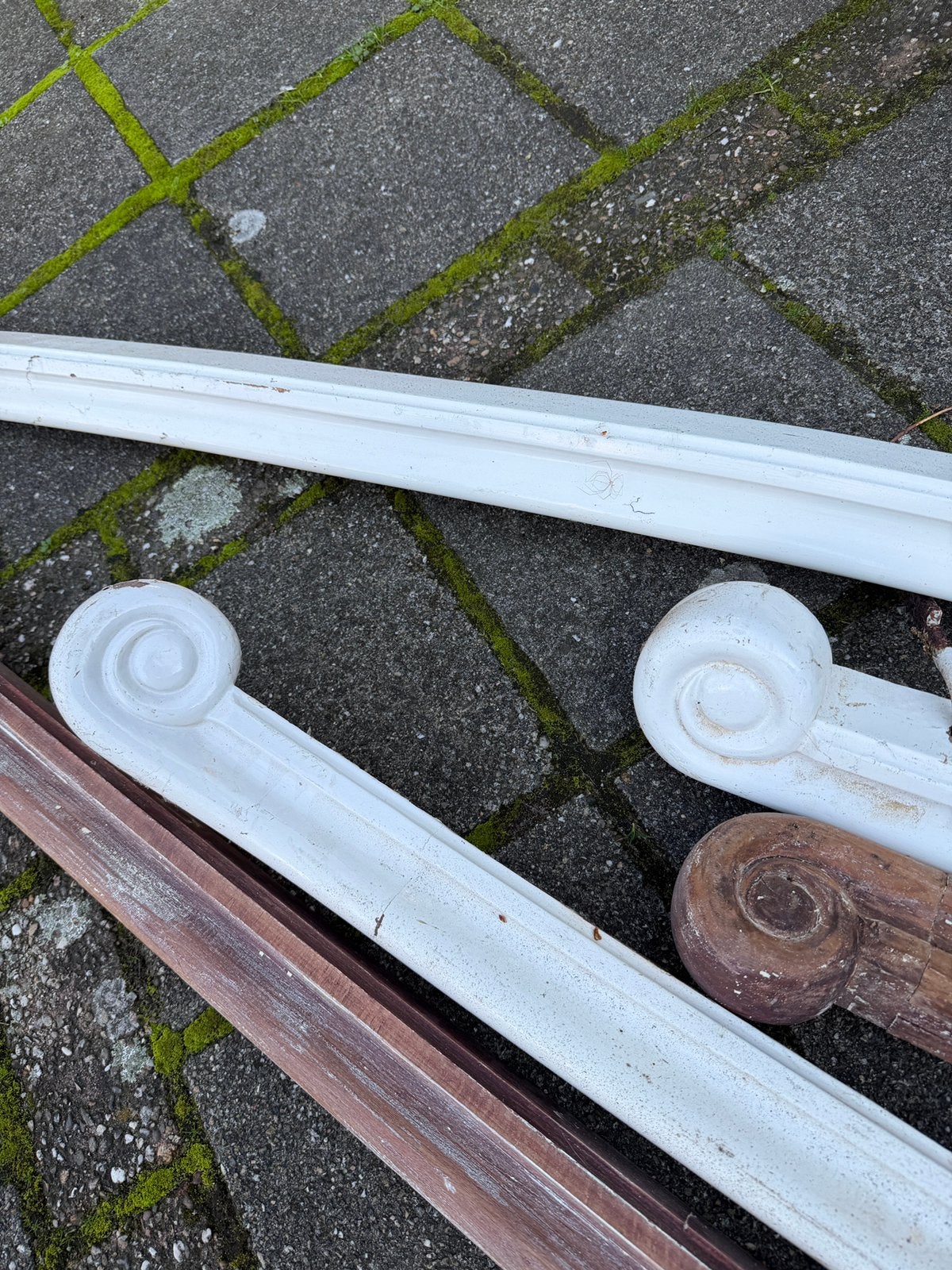 Houten oude trapleuningen met krul, Ophalen, Gebruikt, Minder dan 2 meter