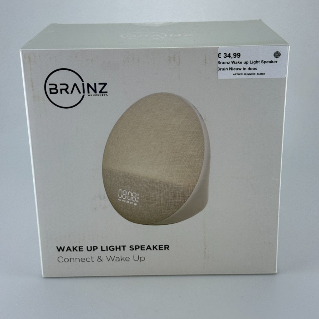 Brainz Wake up Light Speaker Bruin Nieuw in doos, Flex Ltd., Gebruikt, https://flex.com/contact-us, Nobelstraat 10, 5807 GA Oostrum LB, Limburg, Nederland